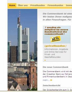 Ausriss aus Homepage der Commzerbank