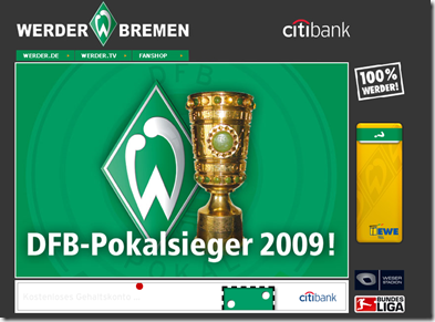 Ausriss aus Homepage Werder Bremen